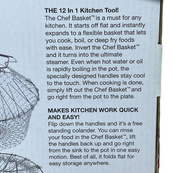 Chef Basket Deluxe 12 In 1 Kitchen Tool Colander Steamer Cooking Deep Fry Strain - Picture 15 of 16